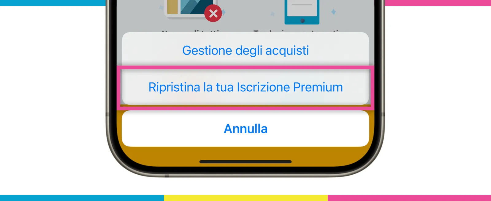 Immagine della schermata di ripristino dell&#x27;abbonamento Premium