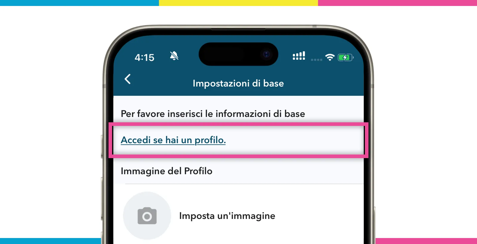 Schermata delle impostazioni di base